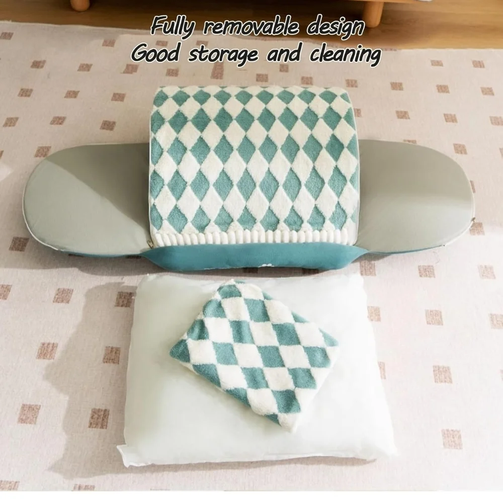 Plush Gray Dog Bed with Patterned Cover